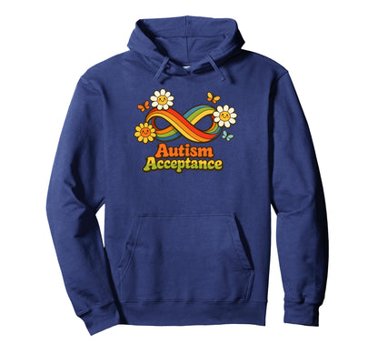 Groovy Autism Acceptance Infinity Hoodie - Casual Everyday Wear Men Women - T-Shirt, Sweatshirt, Hoodie