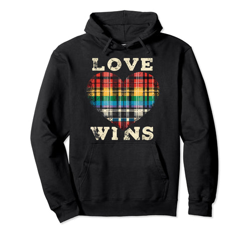 90S Grunge Plaid Heart Love Wins Gay Pride Hoodie - Novelty Apparel Unisex - T-Shirt, Sweatshirt, Hoodie