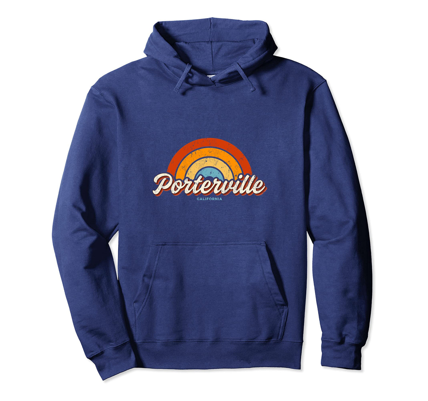 Porterville California Ca Rainbow 70S Hoodie - Trendy Graphic Unisex - T-Shirt, Sweatshirt, Hoodie