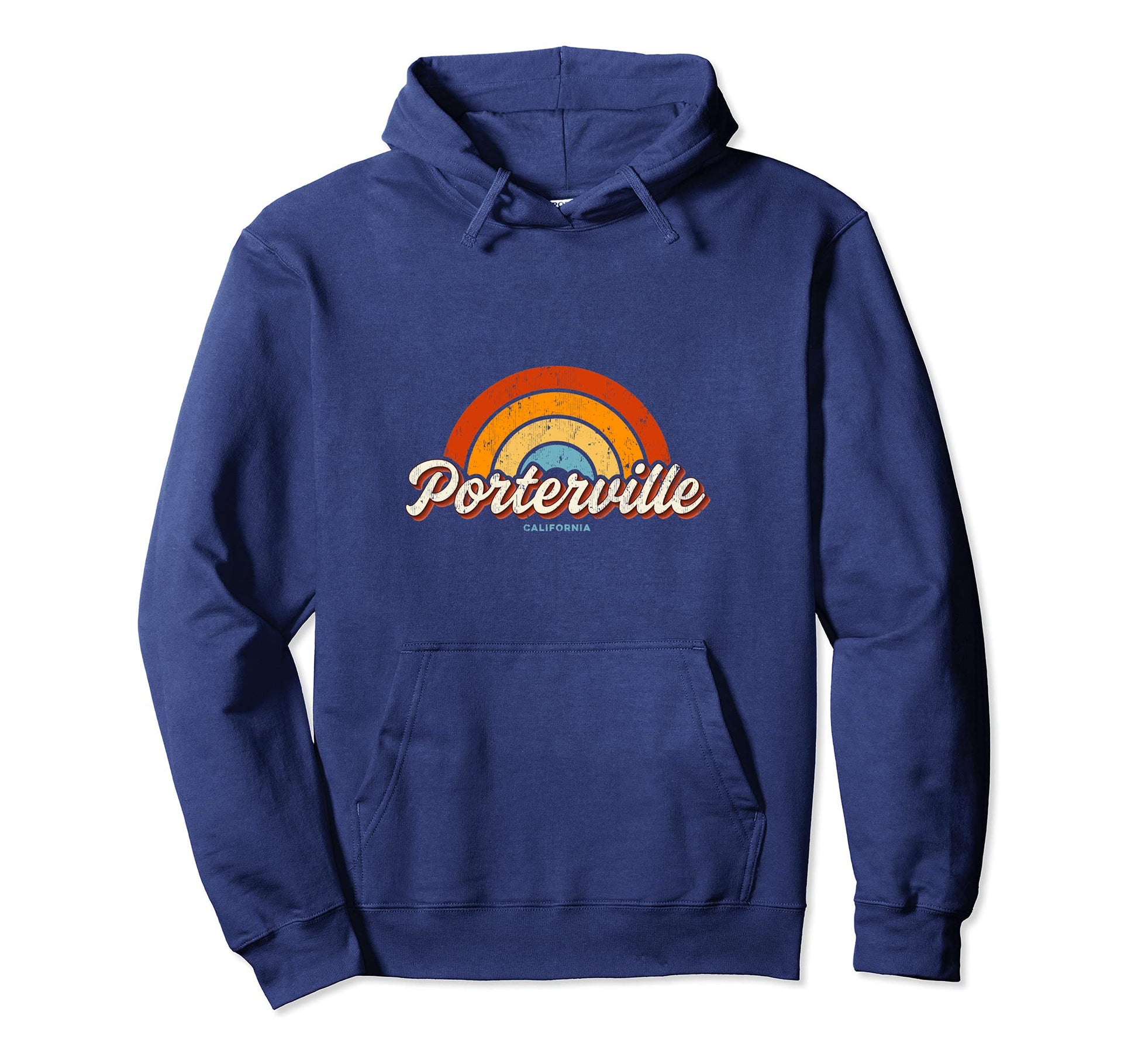 Porterville California Ca Rainbow 70S Hoodie - Trendy Graphic Unisex - T-Shirt, Sweatshirt, Hoodie