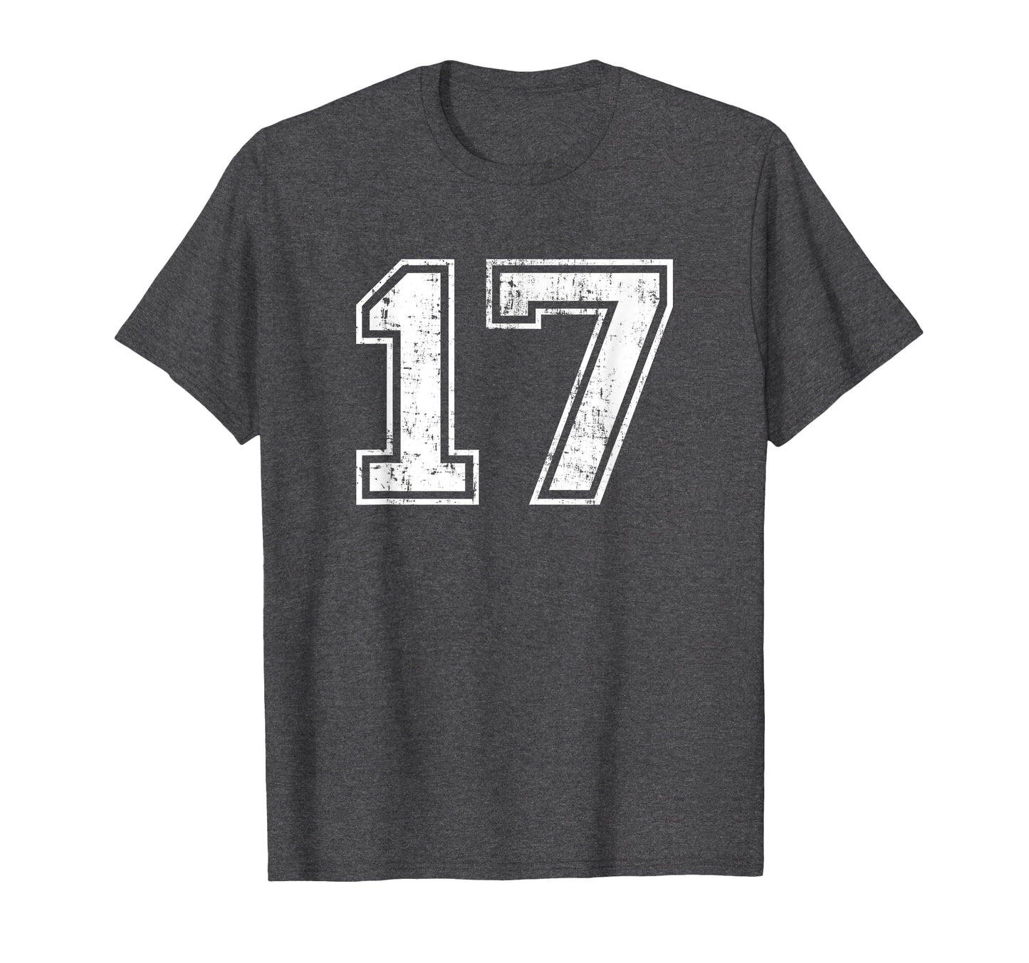 Number 17 Varsity Distressed Sports T-Shirt - Unique Graphic for Adults - T-Shirt, Sweatshirt, Hoodie