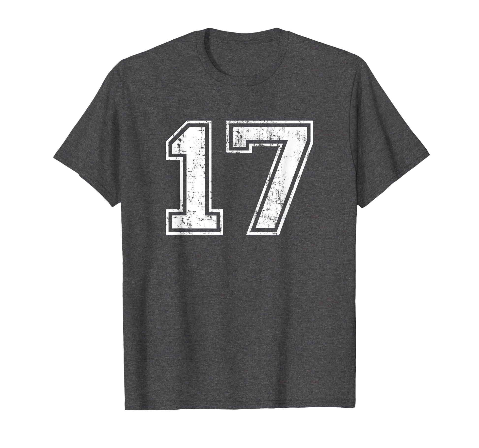 Number 17 Varsity Distressed Sports T-Shirt - Unique Graphic for Adults - T-Shirt, Sweatshirt, Hoodie