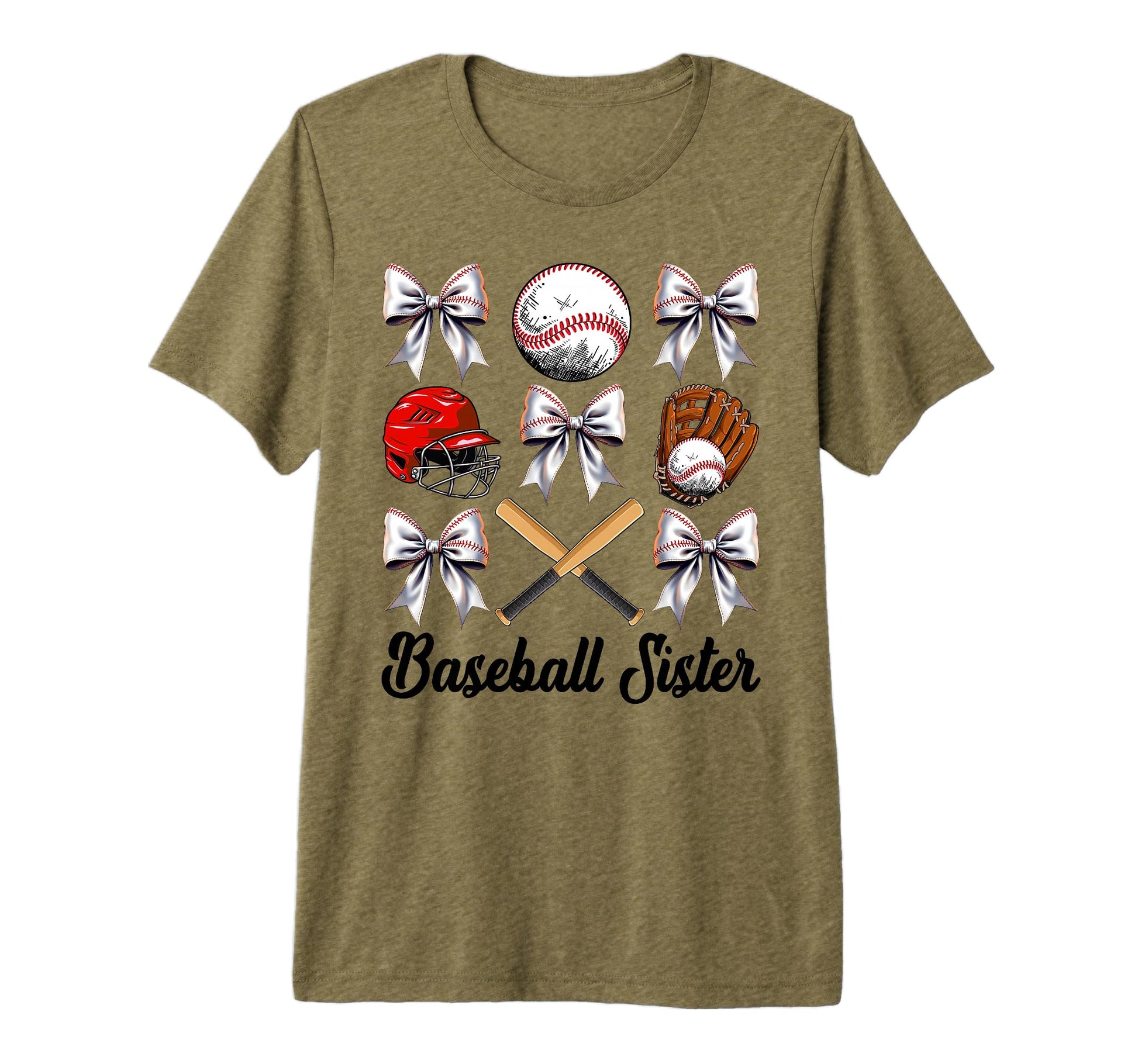 Baseball Sister Bow Baseball Mom T-Shirt - Aesthetic Graphic for Adults - T-Shirt, Sweatshirt, Hoodie