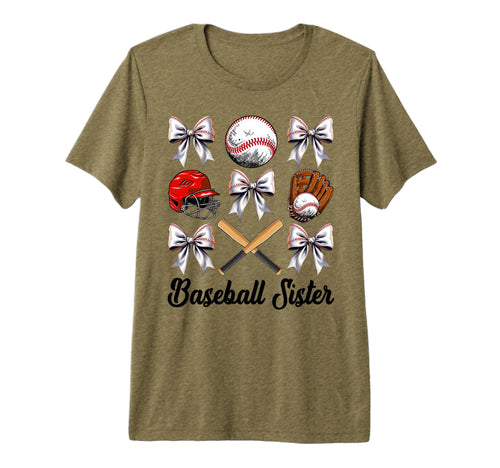 Baseball Sister Bow Baseball Mom T-Shirt - Aesthetic Graphic for Adults - T-Shirt, Sweatshirt, Hoodie