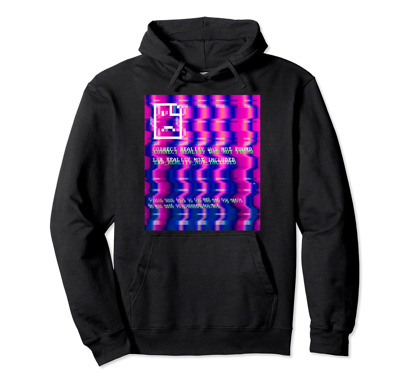 80S Vaporwave Glitch Error Correct Hoodie - Casual Everyday Wear Unisex - T-Shirt, Sweatshirt, Hoodie