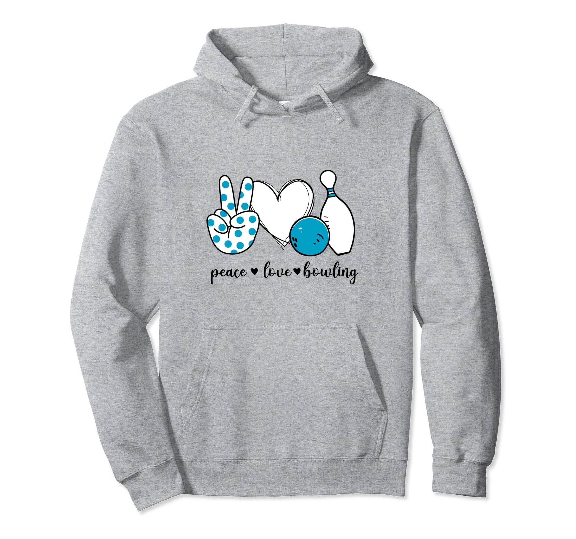 Peace Love Bowling Peace Hand Sign Hoodie - Streetwear Style for Adults - T-Shirt, Sweatshirt, Hoodie