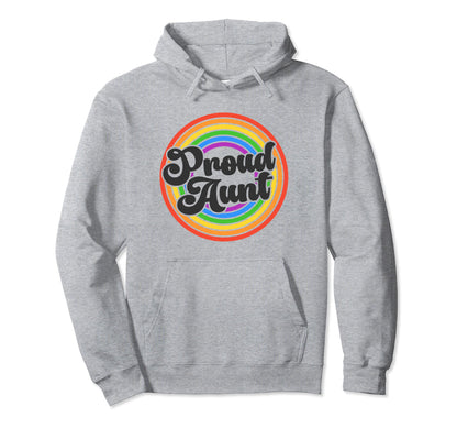 Proud Aunt Groovy Lgbtq Gay Pride Rainbow Hoodie - Graphic Print Unisex - T-Shirt, Sweatshirt, Hoodie