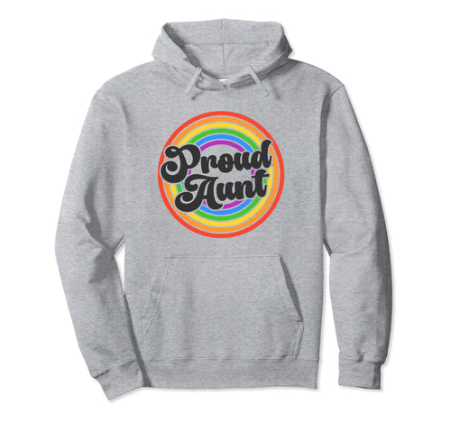 Proud Aunt Groovy Lgbtq Gay Pride Rainbow Hoodie - Graphic Print Unisex - T-Shirt, Sweatshirt, Hoodie