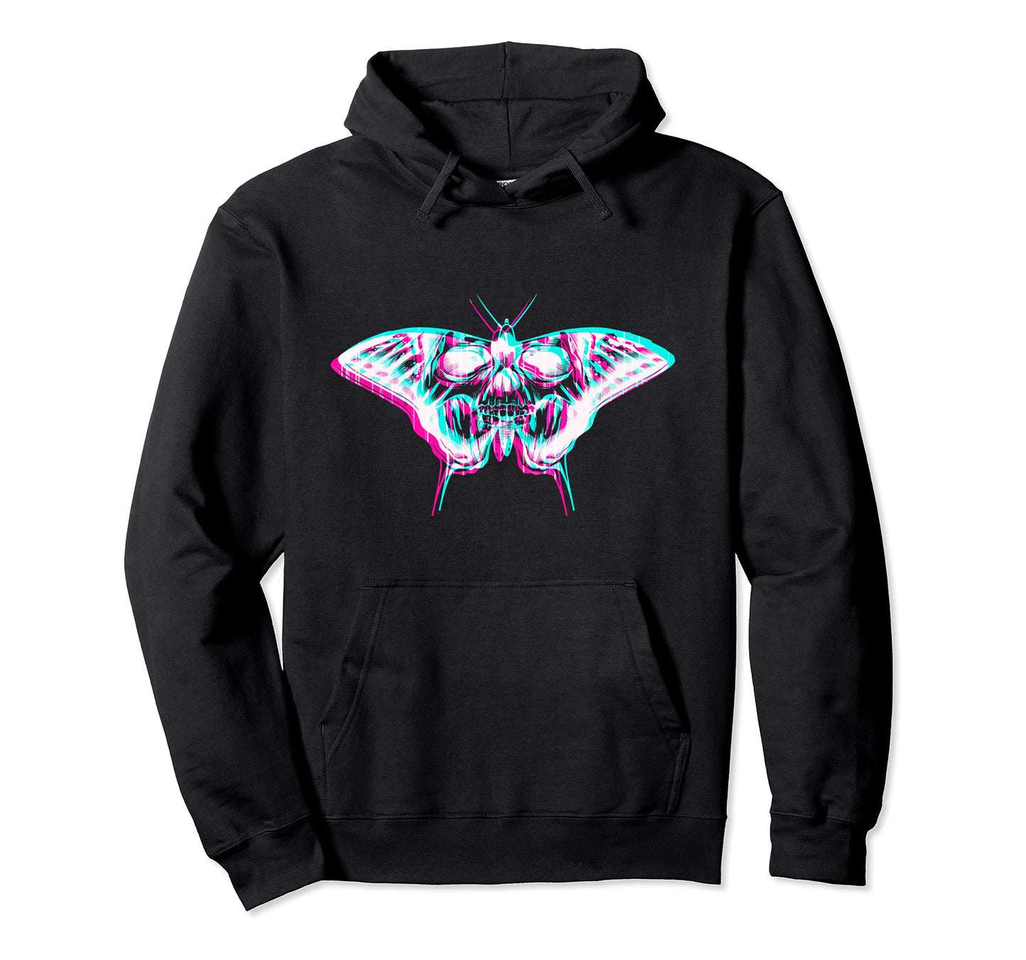 Aesthetic Pastel Goth Butterfly Skull Glitch Hoodie - Trendy Graphic Unisex - T-Shirt, Sweatshirt, Hoodie