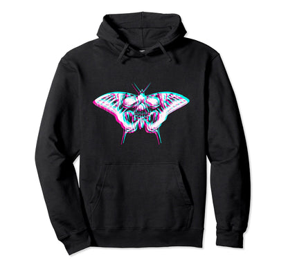 Aesthetic Pastel Goth Butterfly Skull Glitch Hoodie - Trendy Graphic Unisex - T-Shirt, Sweatshirt, Hoodie