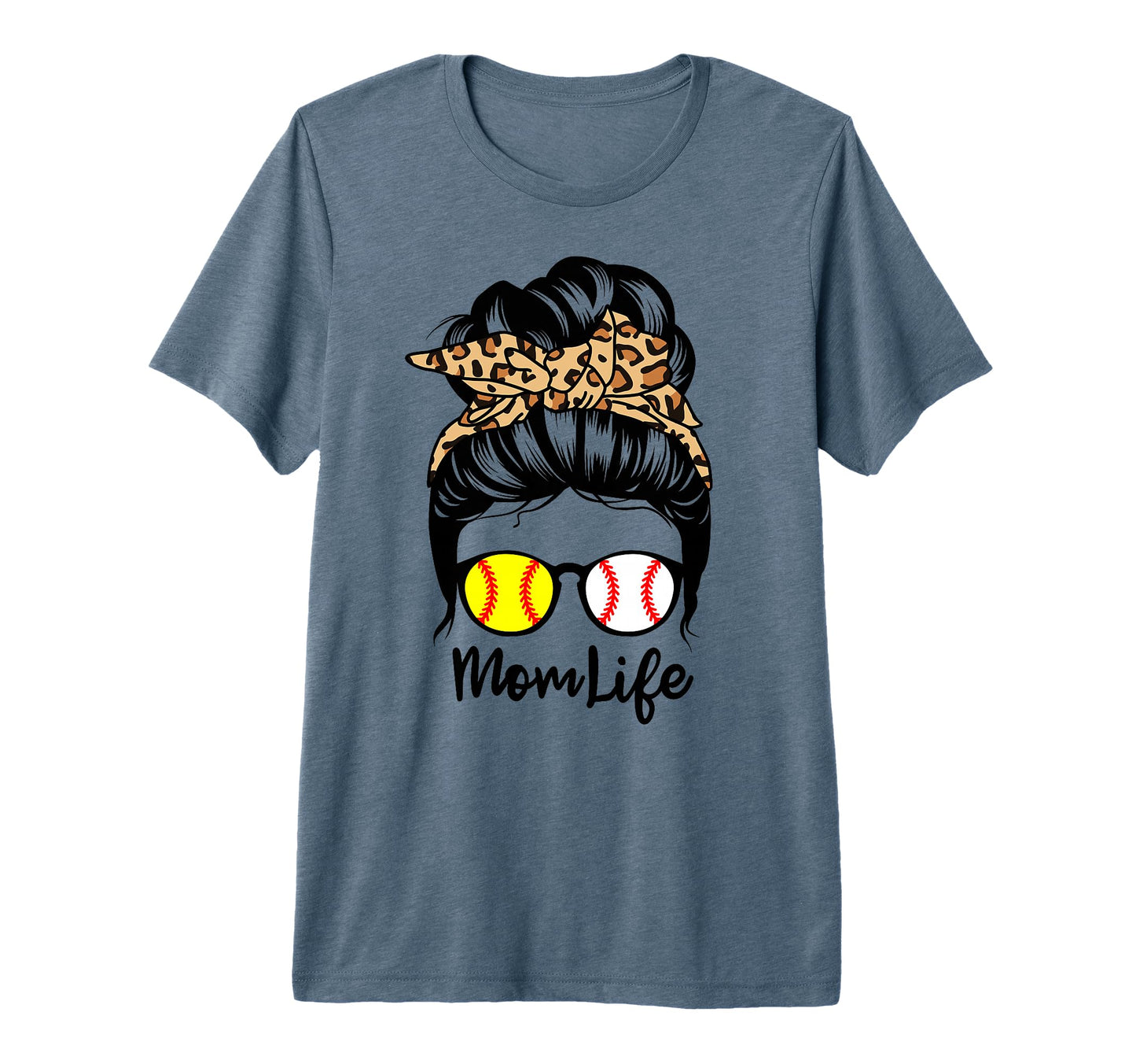 Mom Life Messy Bun Hair Funny Baseball T-Shirt - Minimalist Print Unisex - T-Shirt, Sweatshirt, Hoodie