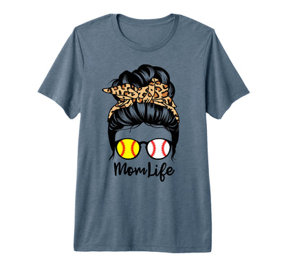 Mom Life Messy Bun Hair Funny Baseball T-Shirt - Minimalist Print Unisex - T-Shirt, Sweatshirt, Hoodie