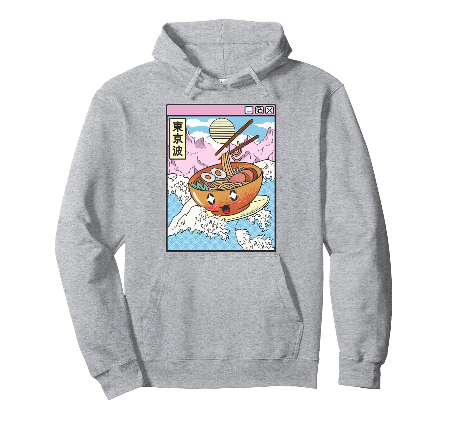 Surfing Ramen Bowl Japanese Waves Anime Hoodie - Aesthetic Graphic Unisex - T-Shirt, Sweatshirt, Hoodie