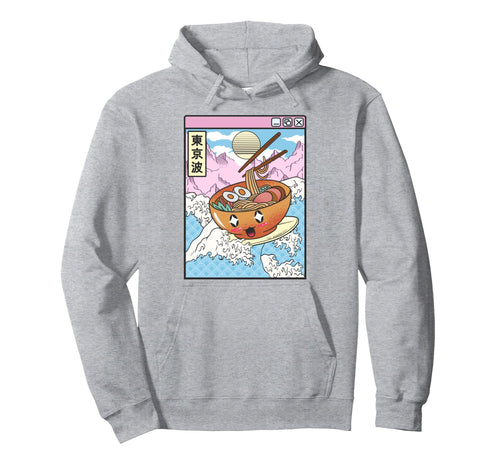 Surfing Ramen Bowl Japanese Waves Anime Hoodie - Aesthetic Graphic Unisex - T-Shirt, Sweatshirt, Hoodie