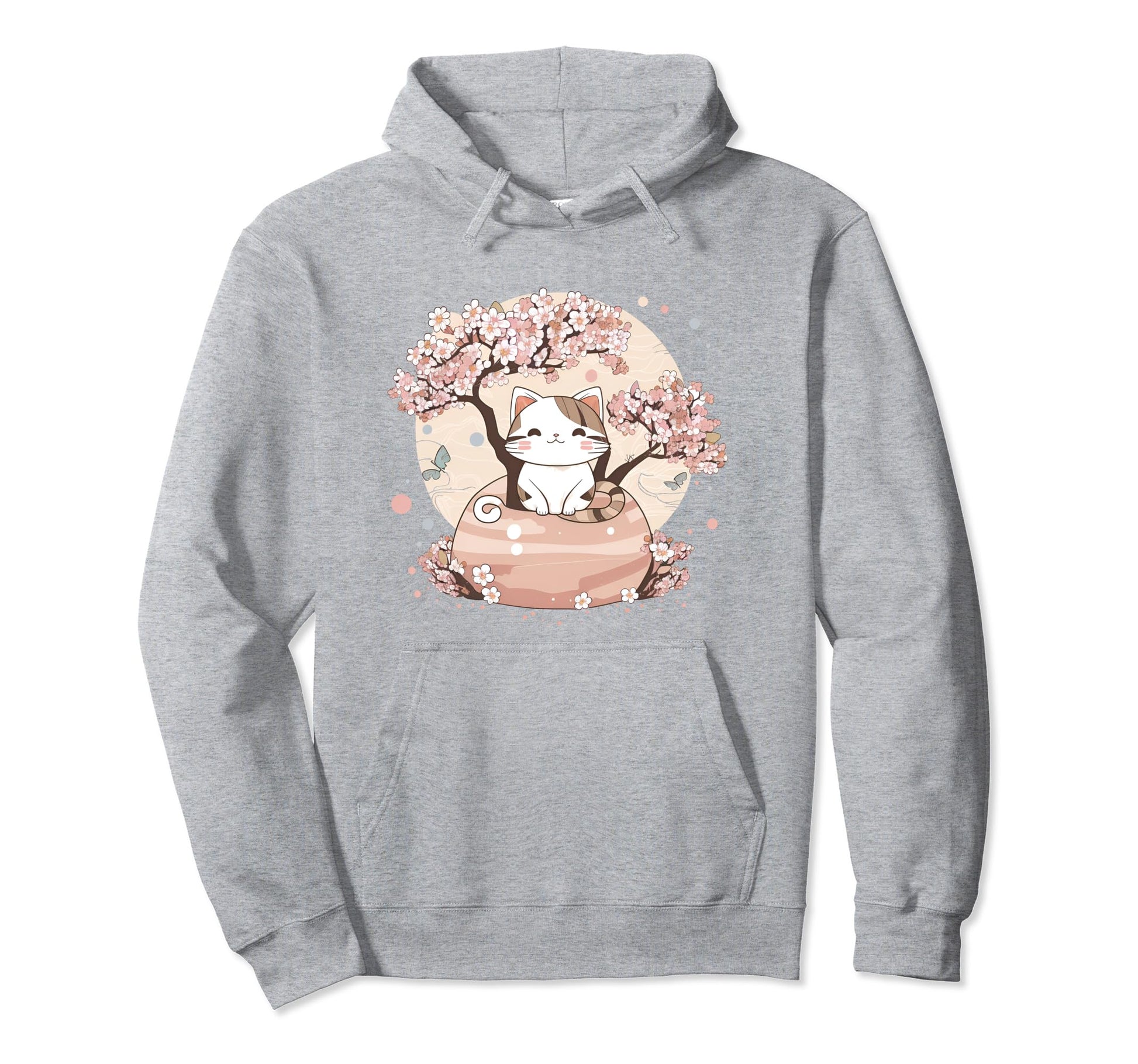 Cherry Blossom Tree Cat Bonsai Hoodie - Fun Novelty Design Men Women - T-Shirt, Sweatshirt, Hoodie