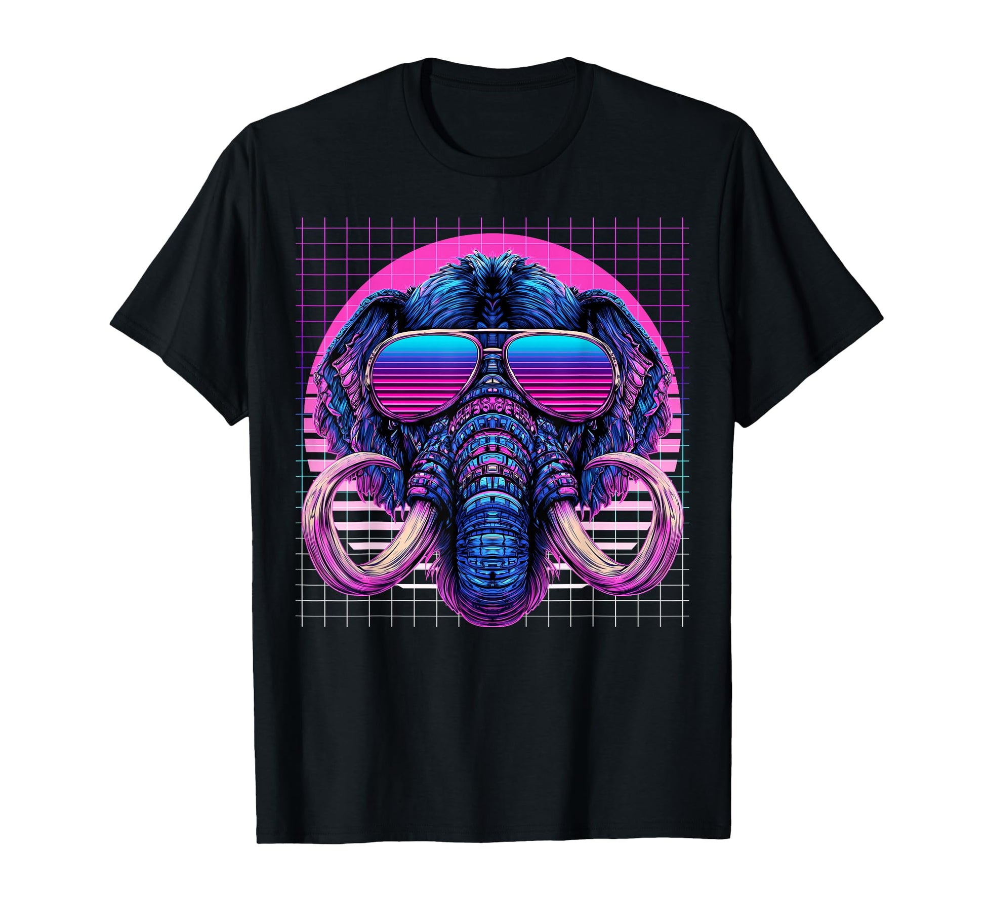 Mammoth Sunglasses Woolly Vaporwave T-Shirt - Minimalist Print for Adults - T-Shirt, Sweatshirt, Hoodie