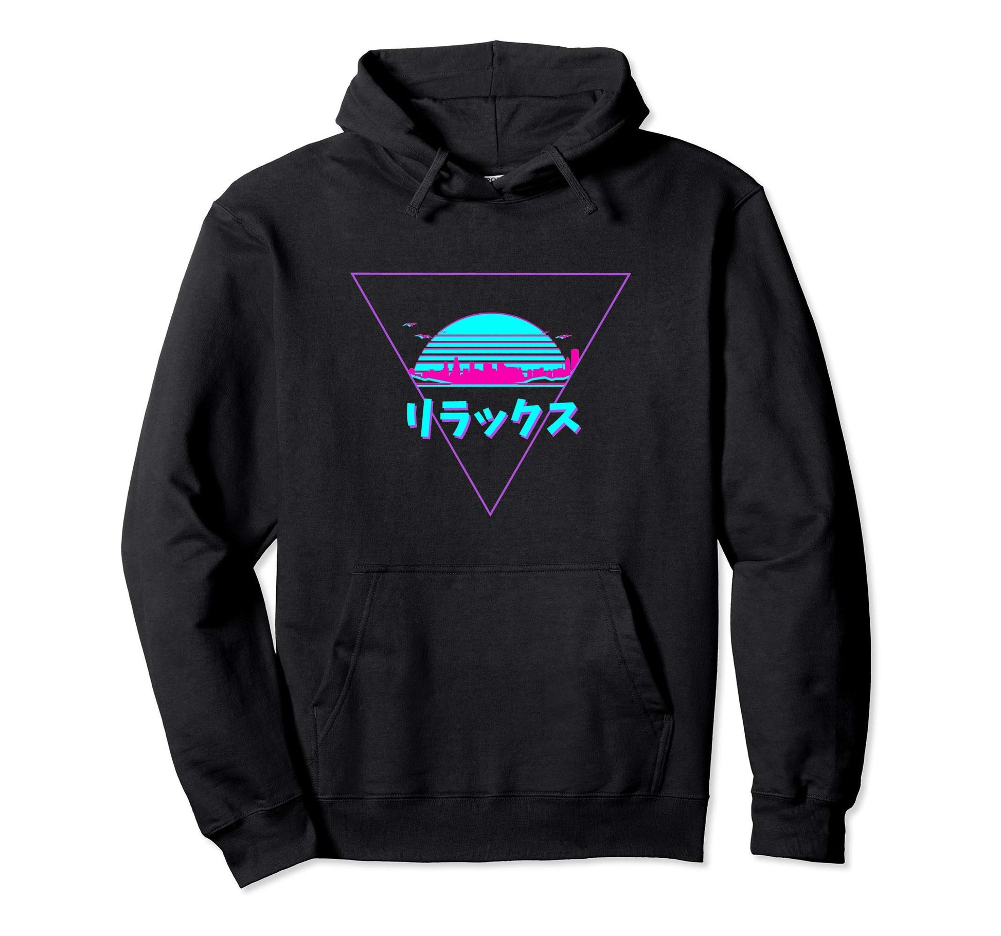 Vaporwave Aesthetic Skyline Sunset Hoodie - Minimalist Print for Adults - T-Shirt, Sweatshirt, Hoodie