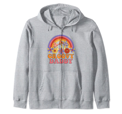 Groovy Daddy 70S Aesthetic Nostalgia Hoodie - Novelty Apparel for Adults - T-Shirt, Sweatshirt, Hoodie