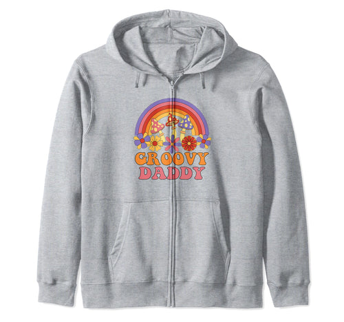 Groovy Daddy 70S Aesthetic Nostalgia Hoodie - Novelty Apparel for Adults - T-Shirt, Sweatshirt, Hoodie
