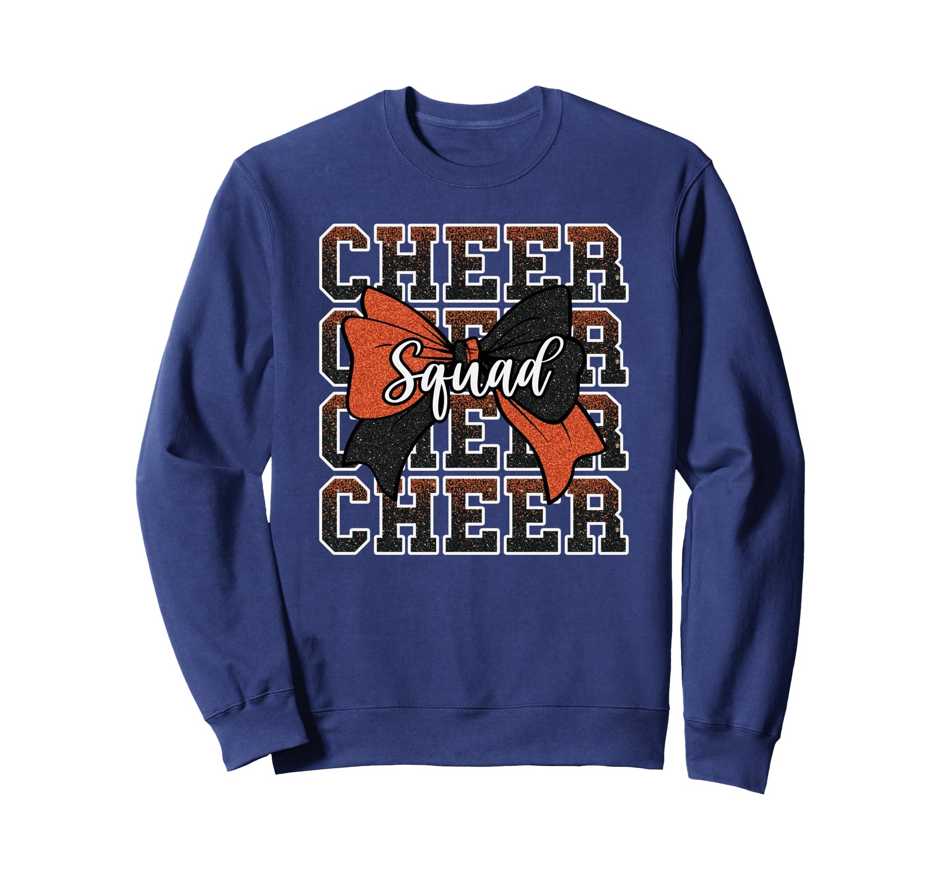 Orange Black Bow Cheer Squad Sport Sweatshirt - Graphic Print Men Women - T-Shirt, Sweatshirt, Hoodie