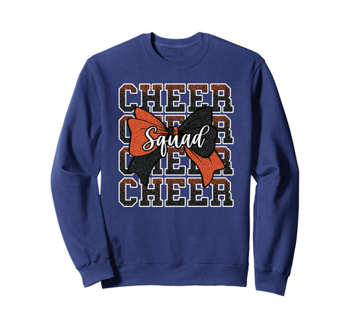 Orange Black Bow Cheer Squad Sport Sweatshirt - Graphic Print Men Women - T-Shirt, Sweatshirt, Hoodie