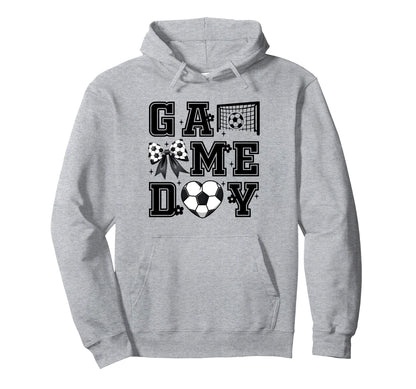 Soccer Game Day Coquette Bow Funny Hoodie - Unique Graphic Men Women - T-Shirt, Sweatshirt, Hoodie