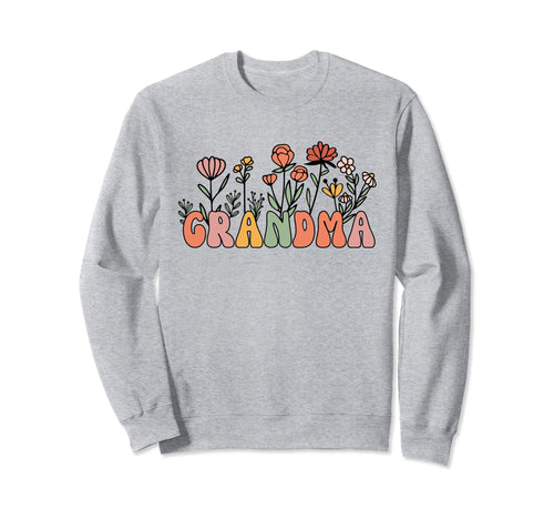 Boho Groovy Wildflower Grandma Sweatshirt - Minimalist Print Unisex - T-Shirt, Sweatshirt, Hoodie