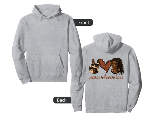 Peace Love Locs Black Hoodie - Fun Novelty Design for Adults - T-Shirt, Sweatshirt, Hoodie