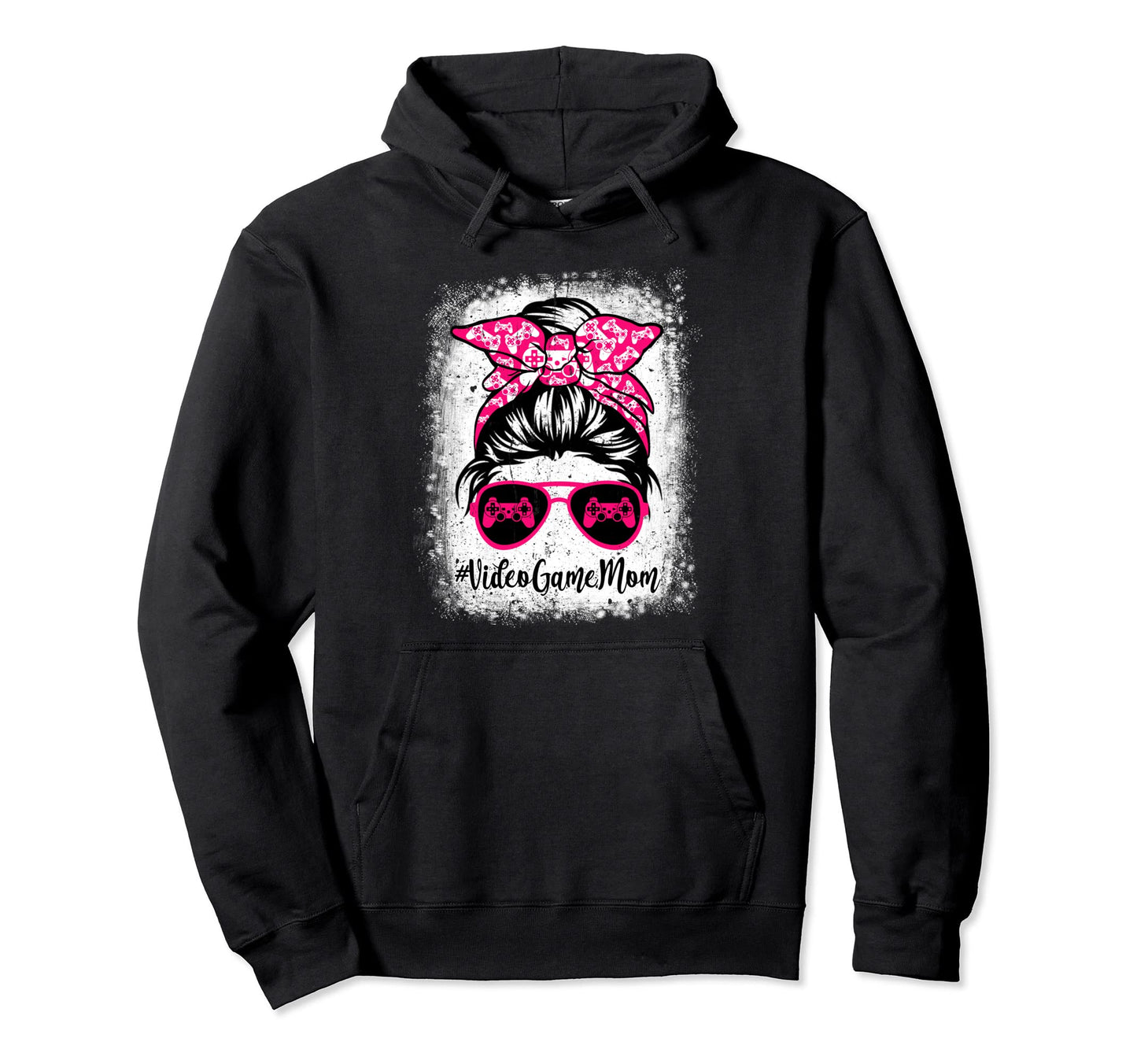 Video Game Mom Leopard Messy Bun Sport Hoodie - Graphic Print for Adults - T-Shirt, Sweatshirt, Hoodie