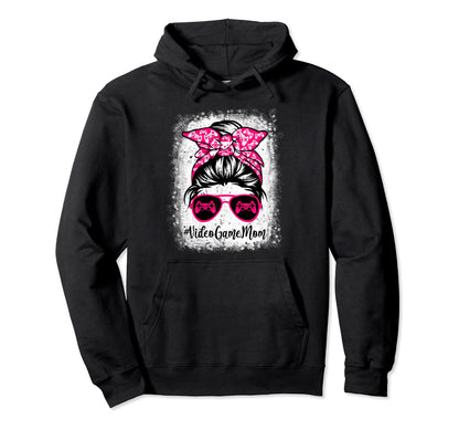 Video Game Mom Leopard Messy Bun Sport Hoodie - Graphic Print for Adults - T-Shirt, Sweatshirt, Hoodie