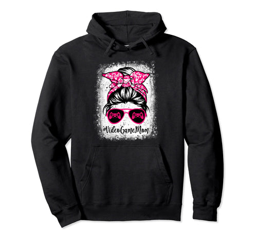 Video Game Mom Leopard Messy Bun Sport Hoodie - Graphic Print for Adults - T-Shirt, Sweatshirt, Hoodie