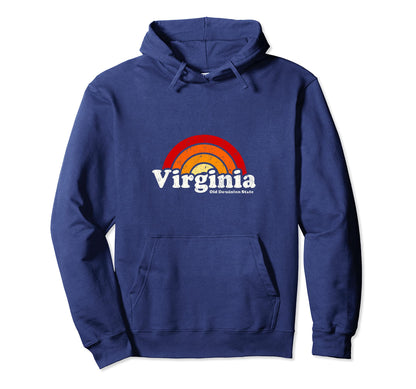 Virginia 70S Rainbow Hoodie - Unique Graphic Men Women - T-Shirt, Sweatshirt, Hoodie