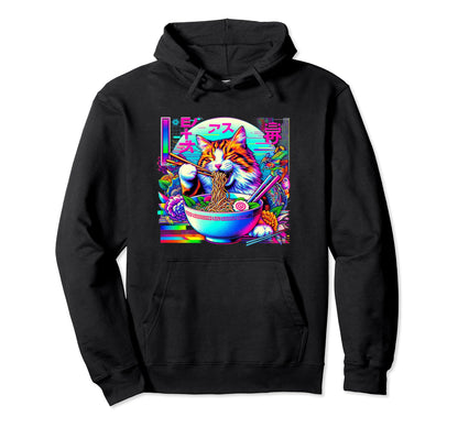 Vaporwave Japanese Glitch Art Cat Hoodie - Minimalist Print Men Women - T-Shirt, Sweatshirt, Hoodie