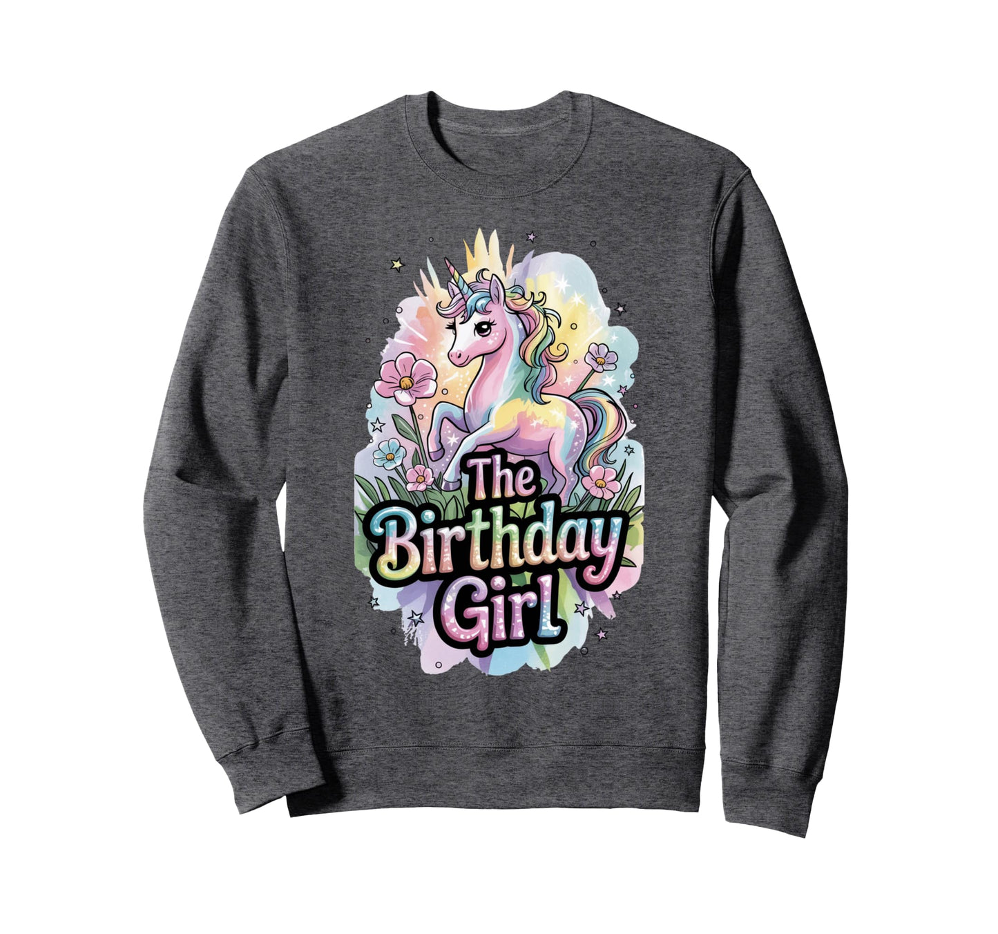 Unicorn Birthday Rainbow Party Sweatshirt - Minimalist Print Men Women - T-Shirt, Sweatshirt, Hoodie
