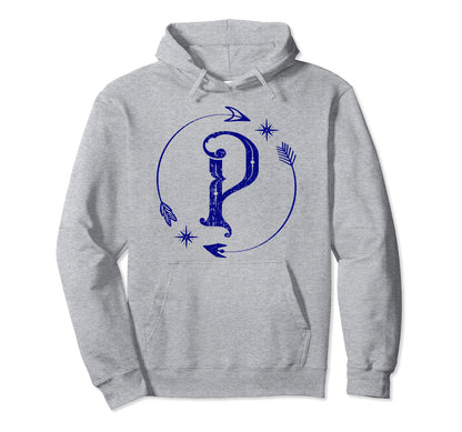 Initial P Monogram Boho Name Letter P Hoodie - Trendy Graphic for Adults - T-Shirt, Sweatshirt, Hoodie