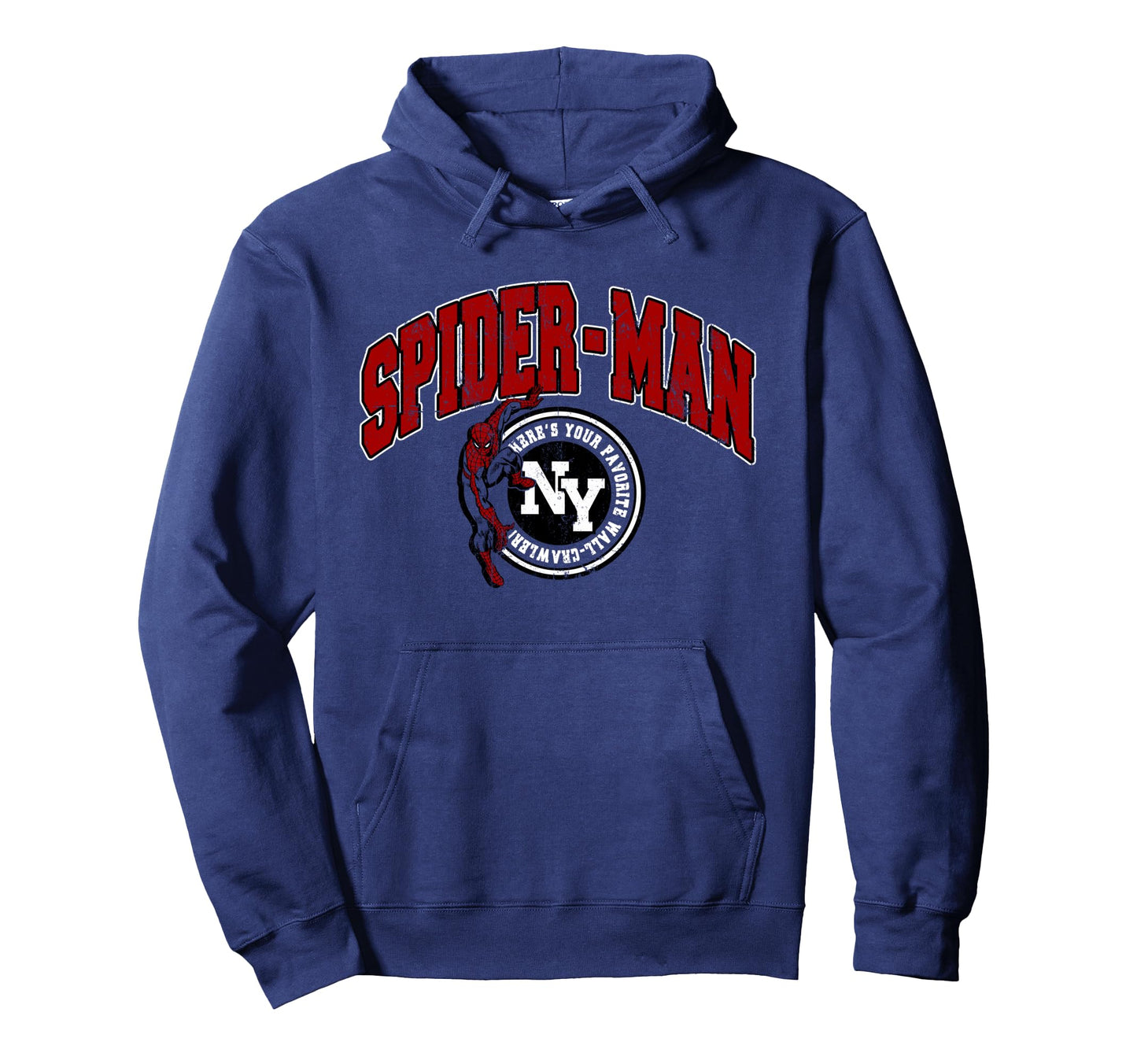Marvel Spider Wall Crawler Ny Varsity Hoodie - Aesthetic Graphic Men Women - T-Shirt, Sweatshirt, Hoodie