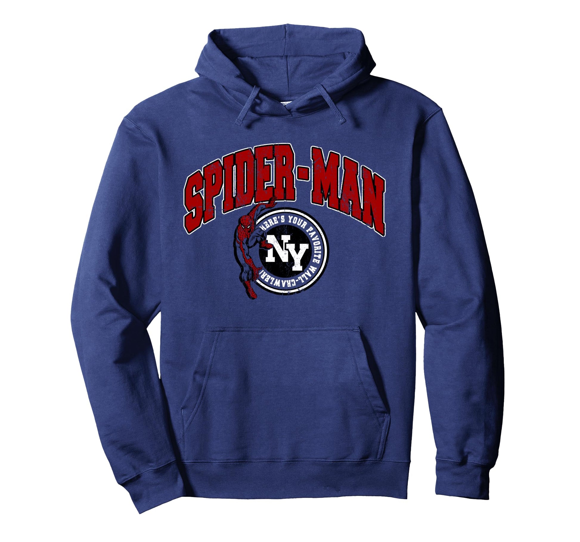 Marvel Spider Wall Crawler Ny Varsity Hoodie - Aesthetic Graphic Men Women - T-Shirt, Sweatshirt, Hoodie