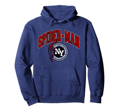 Marvel Spider Wall Crawler Ny Varsity Hoodie - Aesthetic Graphic Men Women - T-Shirt, Sweatshirt, Hoodie