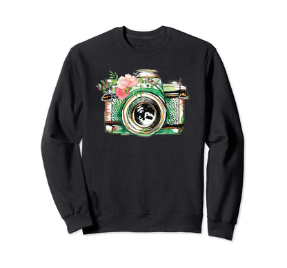 Photographers Camera Flowers Sweatshirt - Casual Everyday Wear Unisex - T-Shirt, Sweatshirt, Hoodie