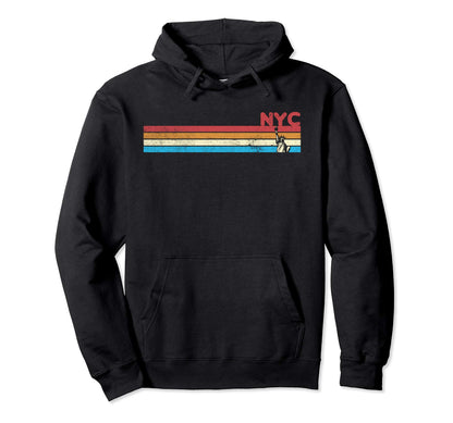 70S Rainbow Stripe Nyc Statue Liberty Hoodie - Minimalist Print Men Women - T-Shirt, Sweatshirt, Hoodie