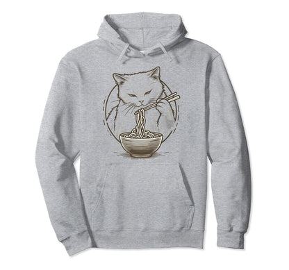 Anime Eat Ramen Aesthetic Cat Hoodie - Trendy Graphic Men Women - T-Shirt, Sweatshirt, Hoodie