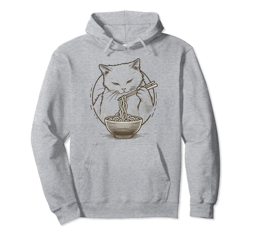 Anime Eat Ramen Aesthetic Cat Hoodie - Trendy Graphic Men Women - T-Shirt, Sweatshirt, Hoodie