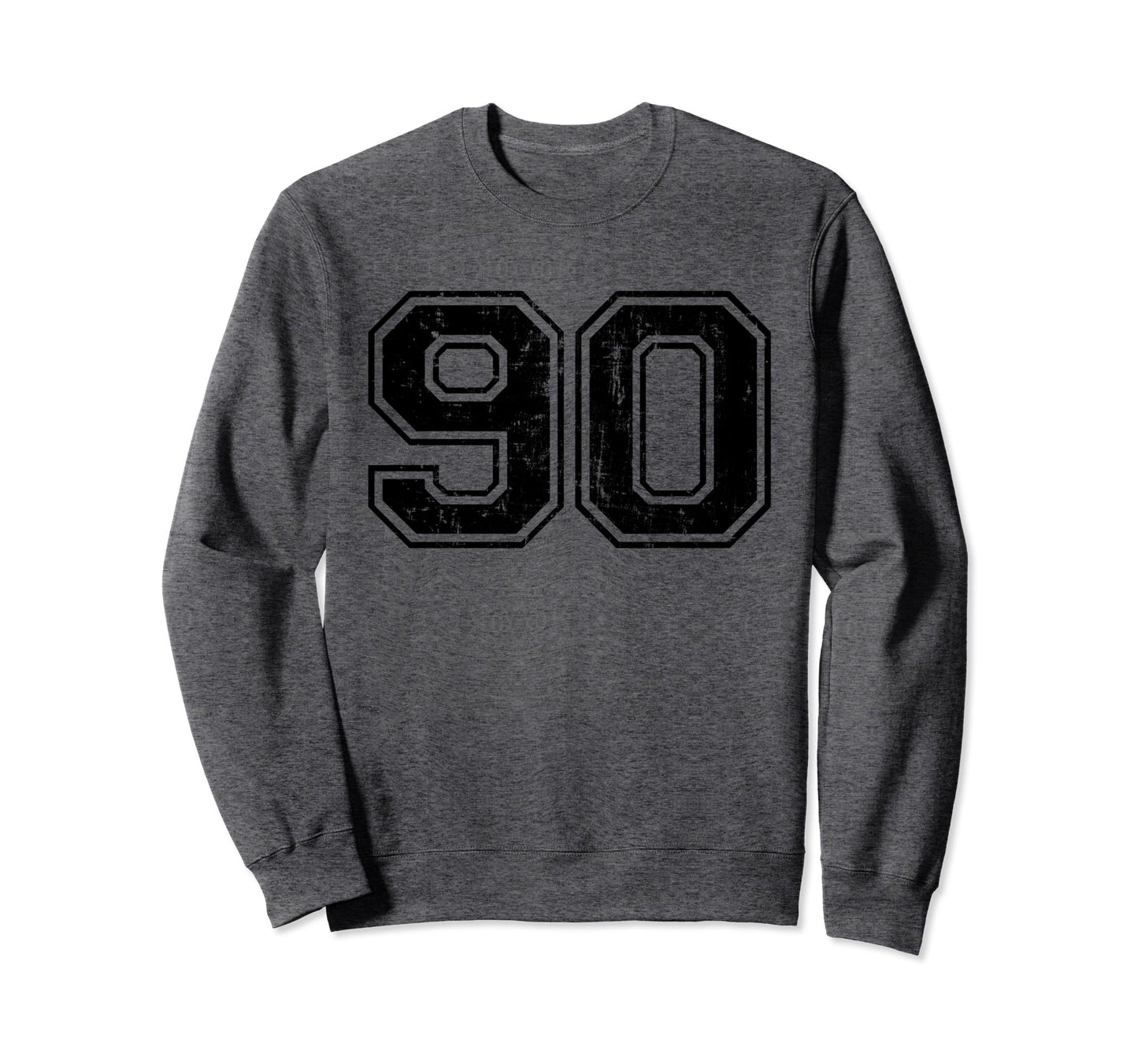 Number 90 Varsity Distressed Sport Sweatshirt - Novelty Apparel for Adults - T-Shirt, Sweatshirt, Hoodie