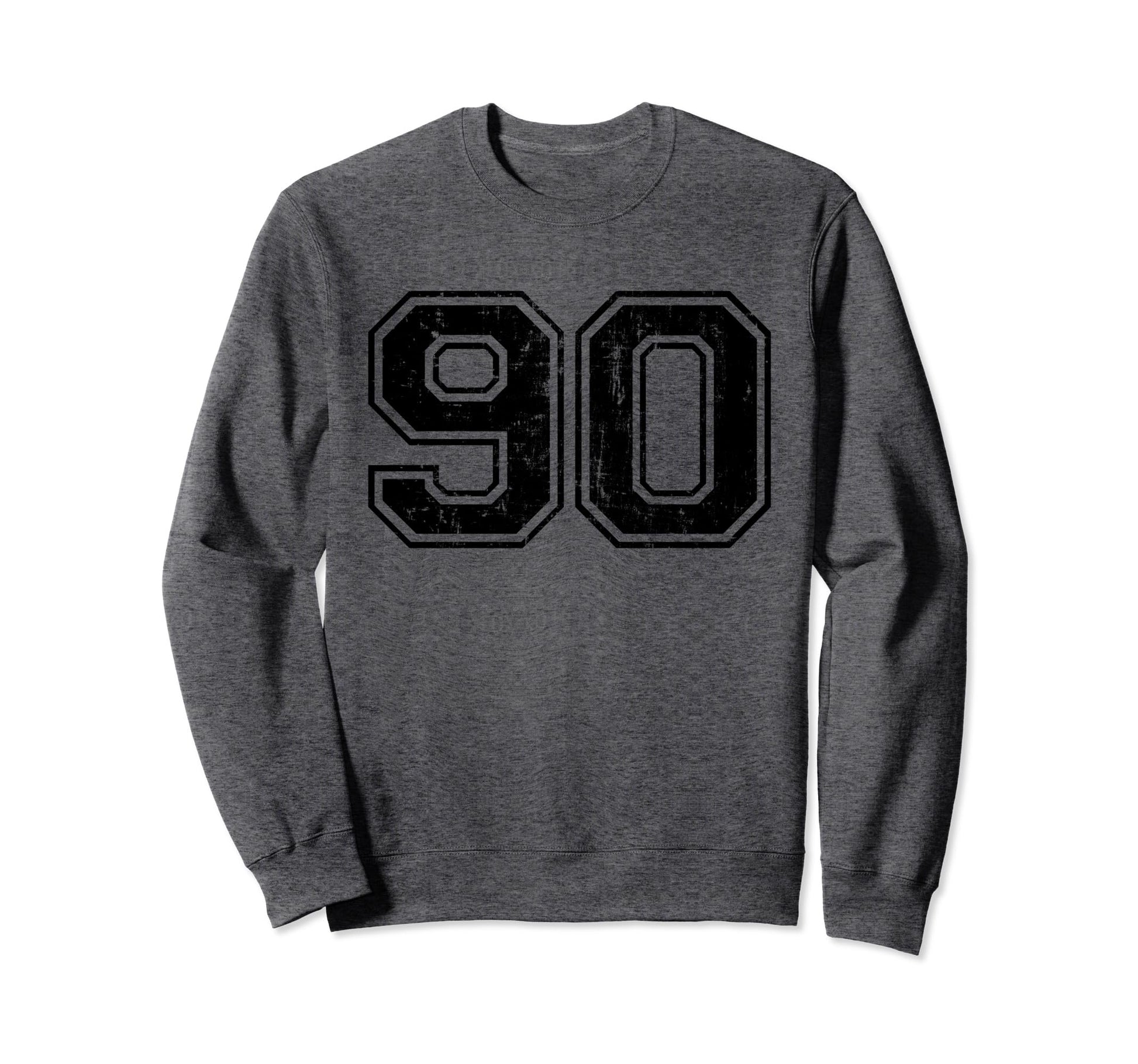 Number 90 Varsity Distressed Sport Sweatshirt - Novelty Apparel for Adults - T-Shirt, Sweatshirt, Hoodie