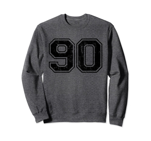 Number 90 Varsity Distressed Sport Sweatshirt - Novelty Apparel for Adults - T-Shirt, Sweatshirt, Hoodie