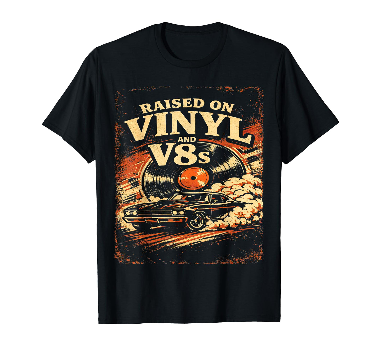 Raised Vinyl And V8S Muscle Car T-Shirt - Fun Novelty Design Men Women - T-Shirt, Sweatshirt, Hoodie