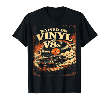 Raised Vinyl And V8S Muscle Car T-Shirt - Fun Novelty Design Men Women - T-Shirt, Sweatshirt, Hoodie