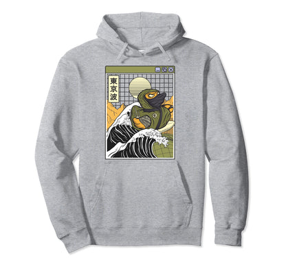 Ninja Rubber Duck Surfing Kanagawa Wave Hoodie - Minimalist Print Unisex - T-Shirt, Sweatshirt, Hoodie