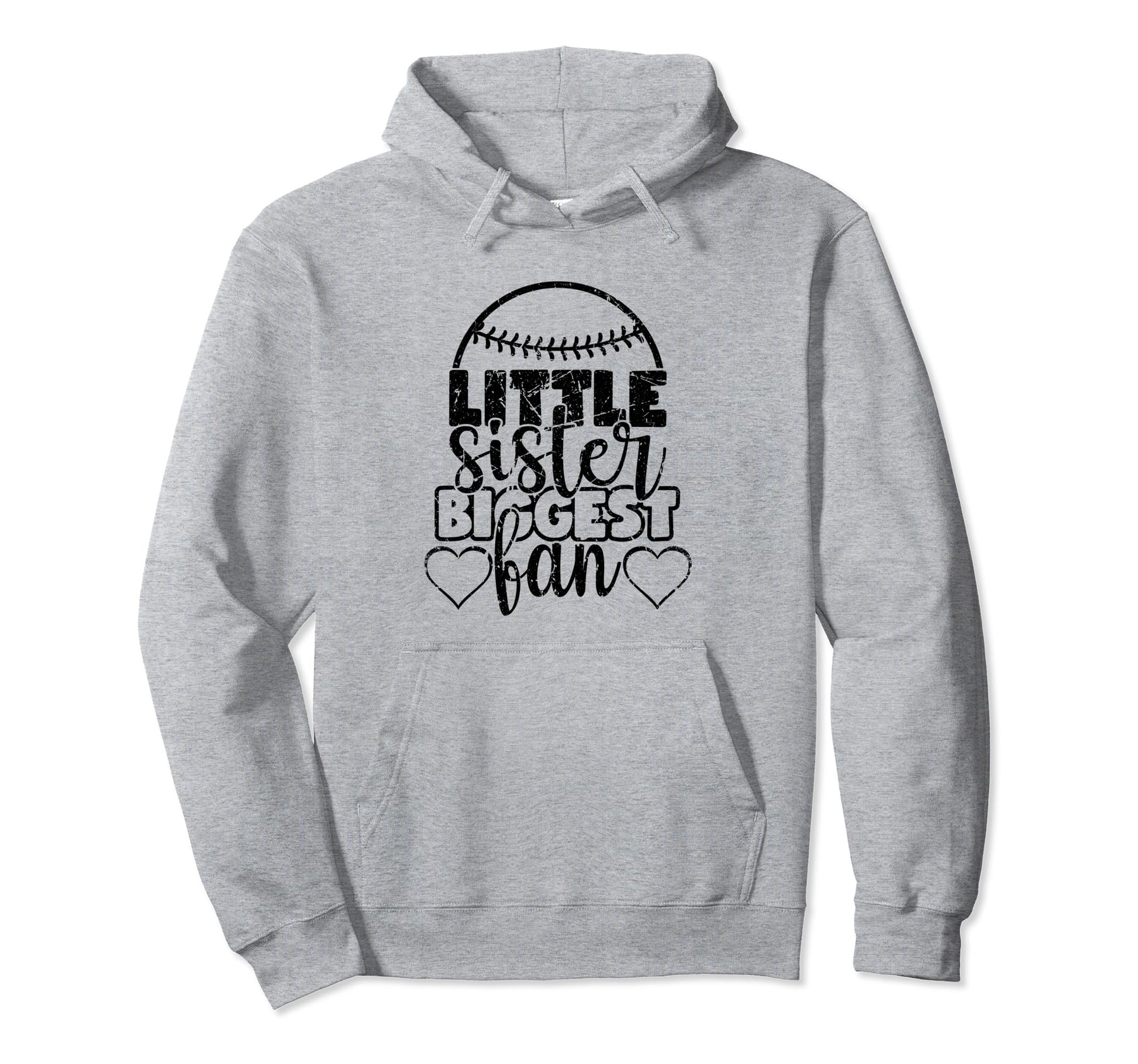 Little Sister Biggest Fan Funny Baseball Hoodie - Aesthetic Graphic Unisex - T-Shirt, Sweatshirt, Hoodie