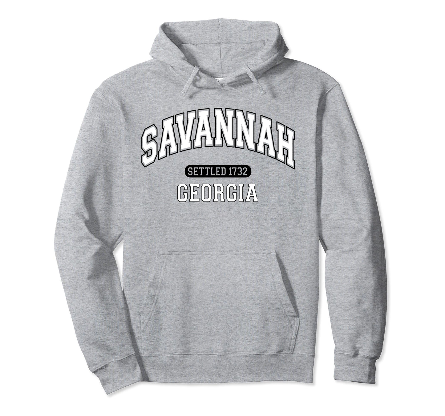 Savannah Georgia Sports Varsity White Hoodie - Novelty Apparel for Adults - T-Shirt, Sweatshirt, Hoodie